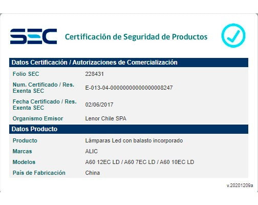 Ampolleta Led A60, E27, Cálida