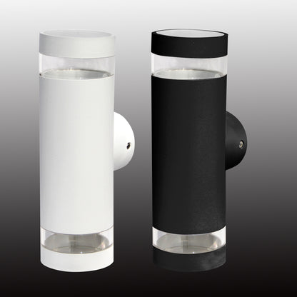 Aplique Venecia en blanco y negro con difusores transparentes arriba y abajo