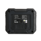 Medidor de ángulo digital UNI-T LM320E, negro, vista trasera con la etiqueta de datos y la tapa del puerto USB