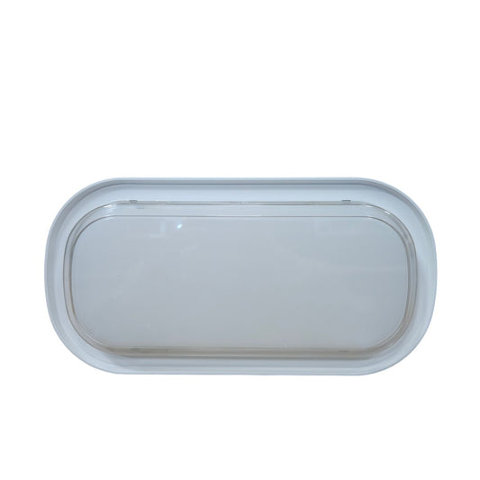 Foco LED tortuga oval 18W de L.A.POWER de frente, con carcasa blanca ovalada y difusor gris