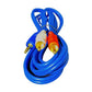 Cable de audio azul L.A.POWER con plug de 3,5mm en un extremo y dos RCA rojo y blanco en el otro