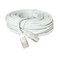 Cable de red Cat5e de 20 metros L.A.POWER enrollado en color blanco con sus dos conectores RJ45 al frente