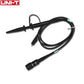 Punta de osciloscopio UT-V23 de Uni-T con cable negro enrollado, gancho de sonda y conector BNC